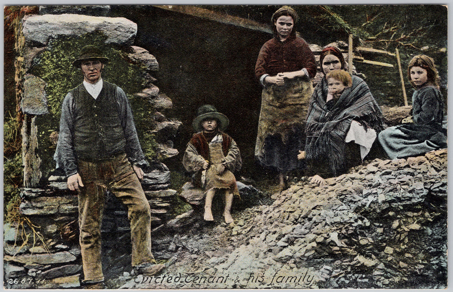  Evicted Tenant and Family Ireland Killarney later 19th Century Image Unused Postcard