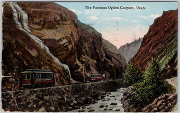 Famous Ogden Canyon Utah Scenic Trolley Vintage 1914 Postcard 