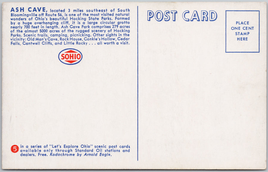 Vintage Ash Cave Hocking State Park Ohio  Postcard 