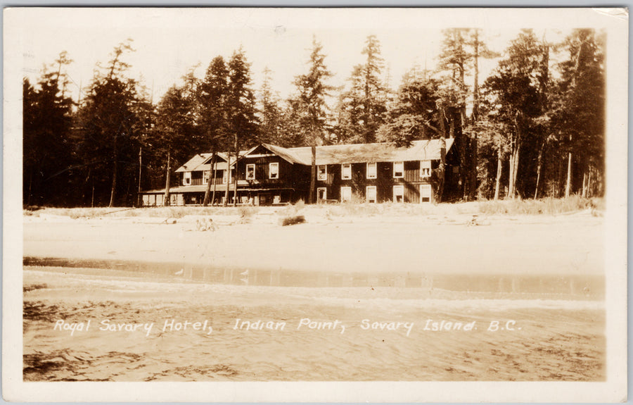 Royal Savary Hotel Indian Point Savary Island BC 1930s RPPC Postcard