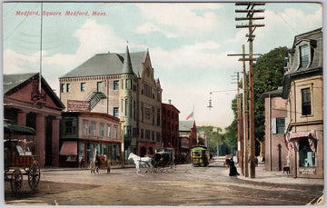 Medford Square Medford Massachusetts Street Scene Postcard 
