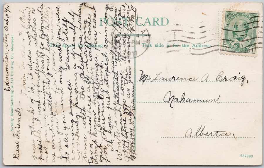Blackmud Creek Edmonton Alberta 1911 Postcard 