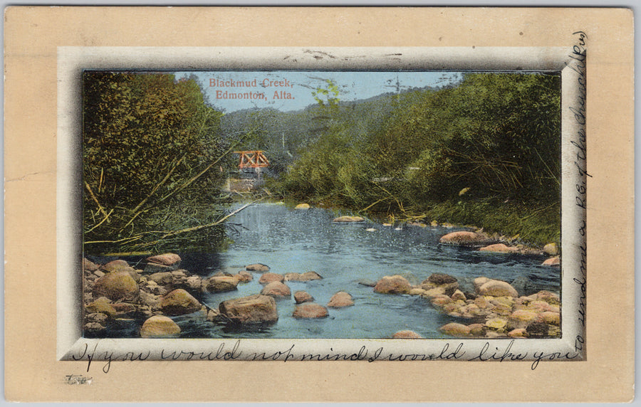 Blackmud Creek Edmonton Alberta 1911 Postcard 