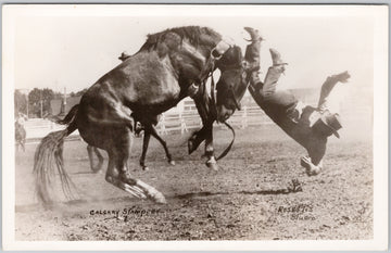 Calgary Stampede Rodeo Cowboy Bronc Rider #6 Rosettis RPPC Postcard 