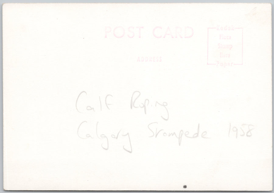 Calgary Stampede Rodeo Cowboy Calf Roper Roping (Hard to Find) 1958 RPPC Postcard SP22