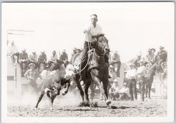 Calgary Stampede Rodeo Cowboy Calf Roper Roping (Hard to Find) 1958 RPPC Postcard SP22