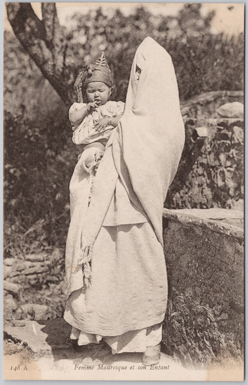 Mauresque Mother and Child Tunisia Postcard 