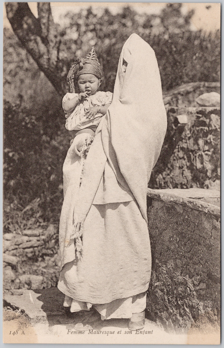 Mauresque Mother and Child Tunisia Postcard 
