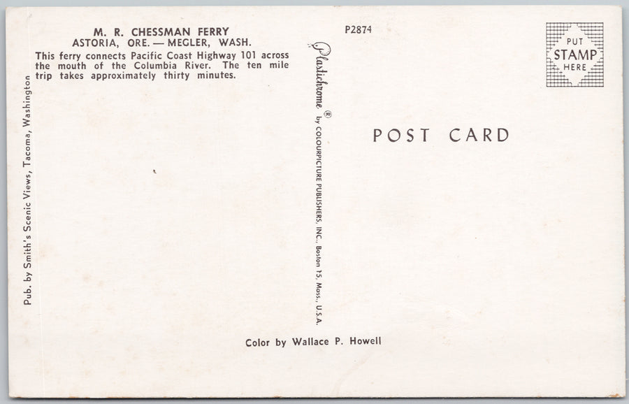 M.R. Chessman Ferry Astoria OR to Megler WA Boat Ship USA Postcard SP22