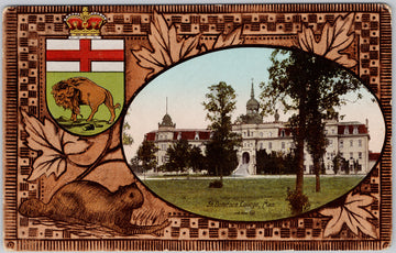 St. Boniface College St Boniface Manitoba Buffalo Coat of Arms Patriotic Postcard 