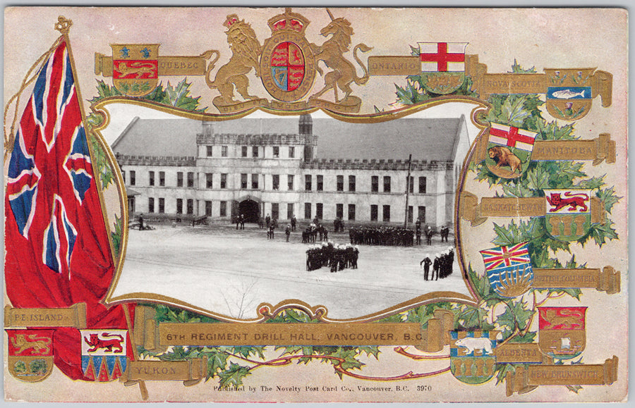 6th Regiment Drill Hall Vancouver BC Postcard 