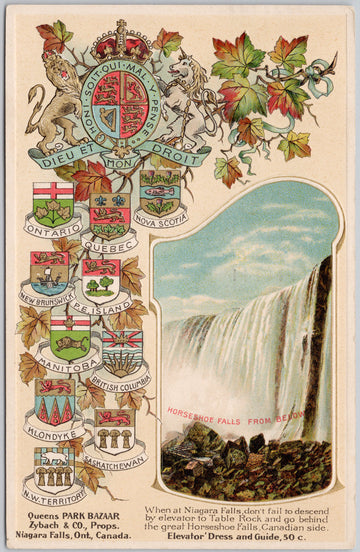 Niagara Falls Horseshoe Falls Ontario Canada Heraldic Zyback No 204 Postcard