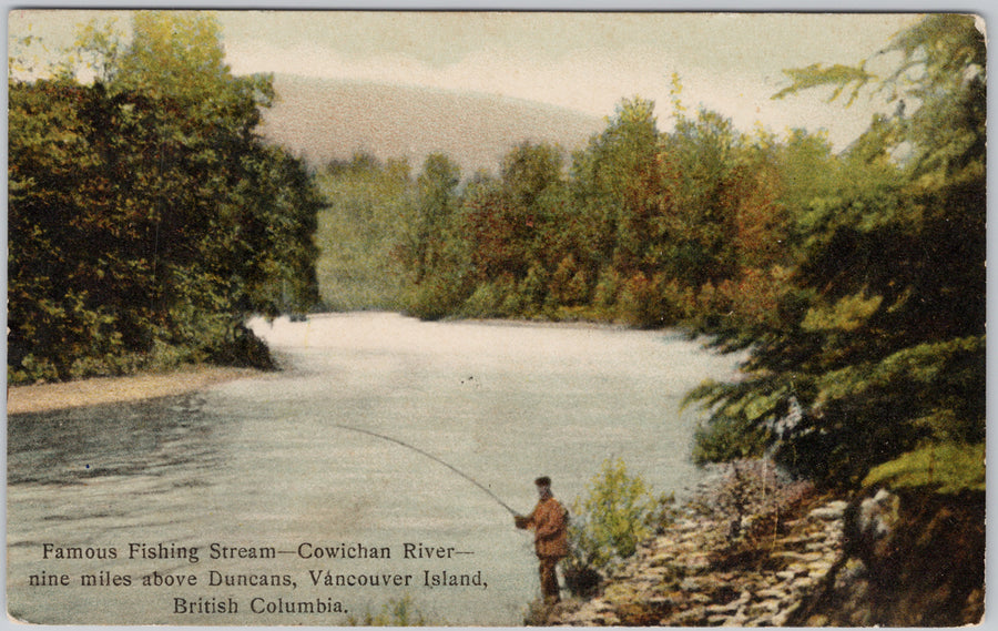 Fishing Cowichan River Duncan BC British Columbia 1907 Postcard