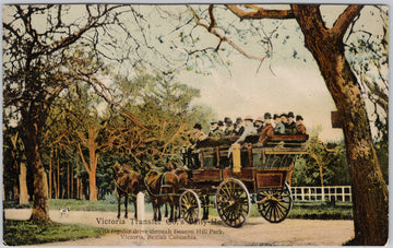 Victoria BC Tally-Ho Transfer Co Beacon Hill Park Tourists Unused Hibben Postcard 