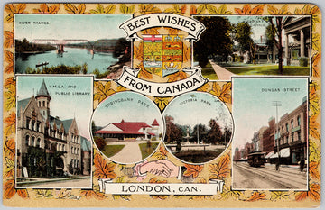 London Ontario Best Wishes From Canada 1908 Patriotic Postcard 