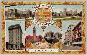 Toronto Ontario Best Wishes From Canada 1909 Patriotic Postcard