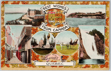 Quebec City QC Best Wishes From Canada 1909 Patriotic Postcard 
