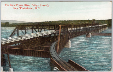 New Fraser River Bridge Closed New Westminster BC Canada Hibben Postcard 