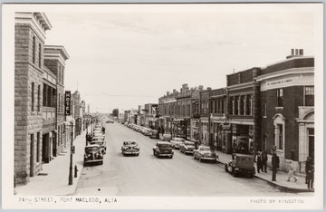 24th Street Fort Macleod Alberta Hotel Bank of Commerce RPPC Postcard 