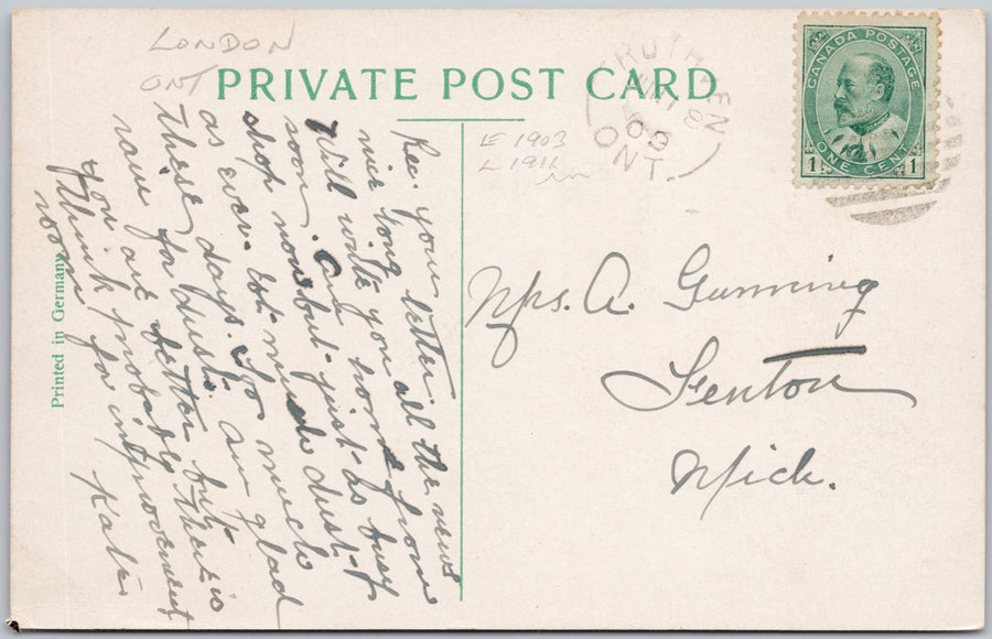 River Thames & Springbank Park London Ontario 1909 Postcard SP22