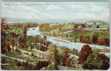 River Thames & Springbank Park London Ontario 1909 Postcard 