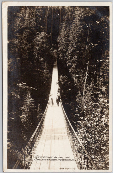 Suspension Bridge Capilano Canyon Vancouver BC RPPC Postcard 