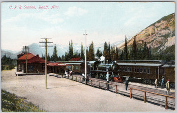 CPR Station Banff Alberta Railway Depot  Postcard 