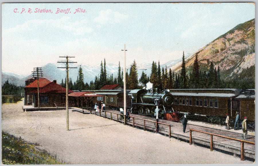 CPR Station Banff Alberta Railway Depot  Postcard 