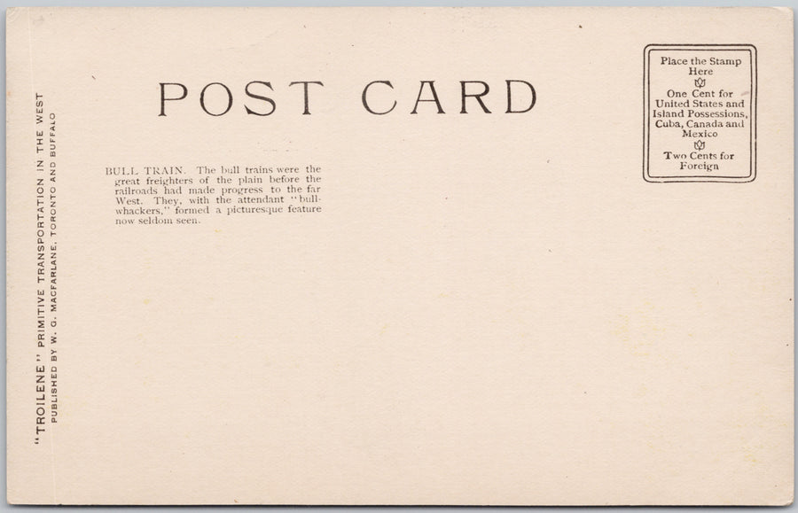 John Innes Artist Bull Train Wagons Cowboy Western Postcard SP22