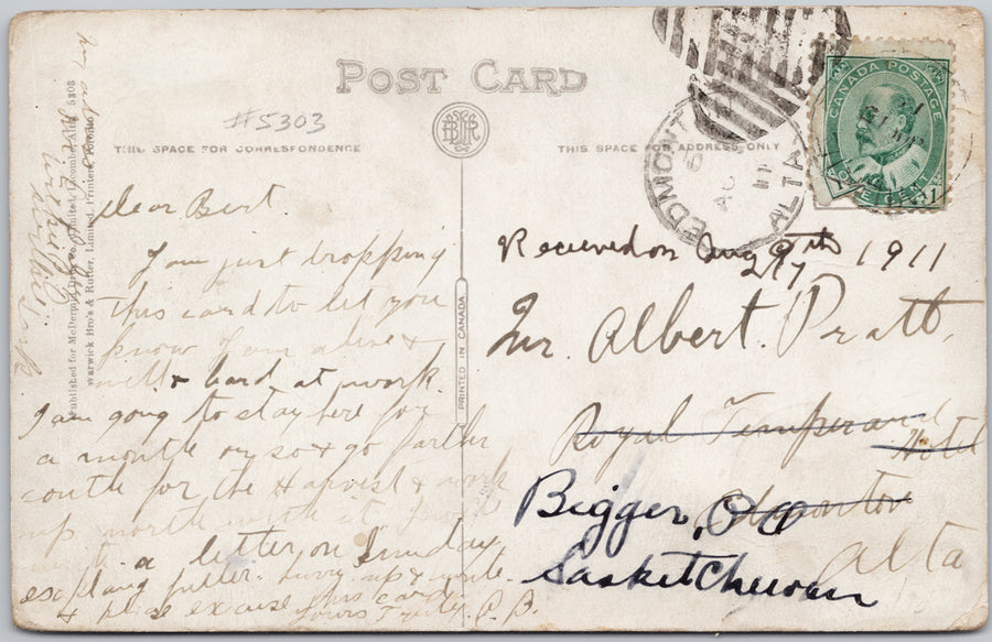 Business Section Lacombe Alberta Canada 1911 Postcard SP22