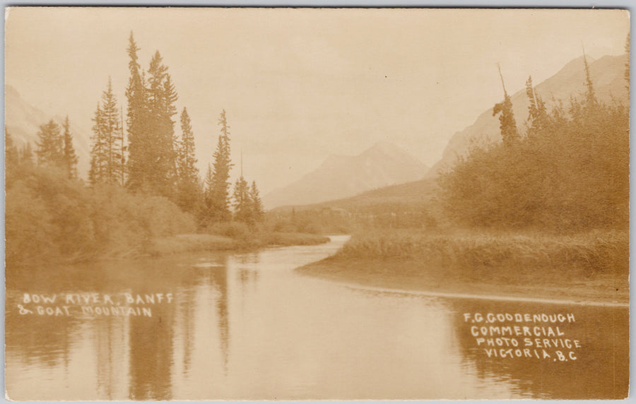 Bow River Banff Alberta Goat Mountain FG Goodenough RPPC Postcard