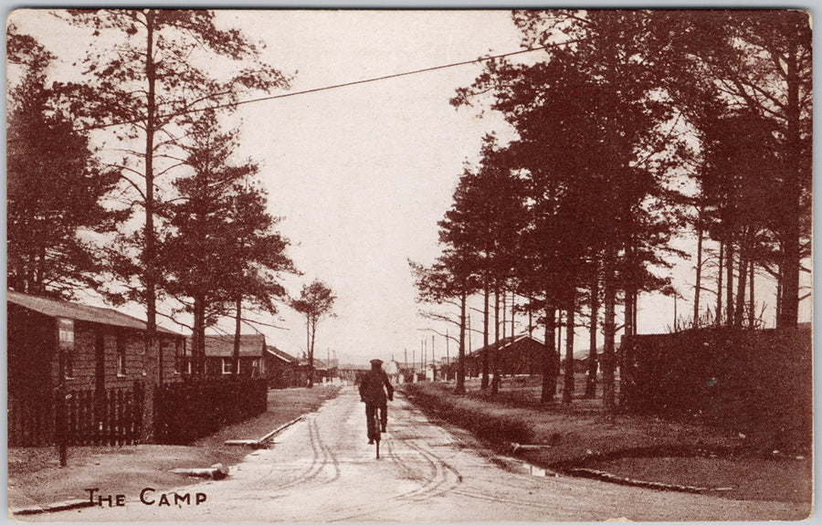 Whitley Camp WW1 Soldier on Bicycle Canadian Military Unused Postcard 