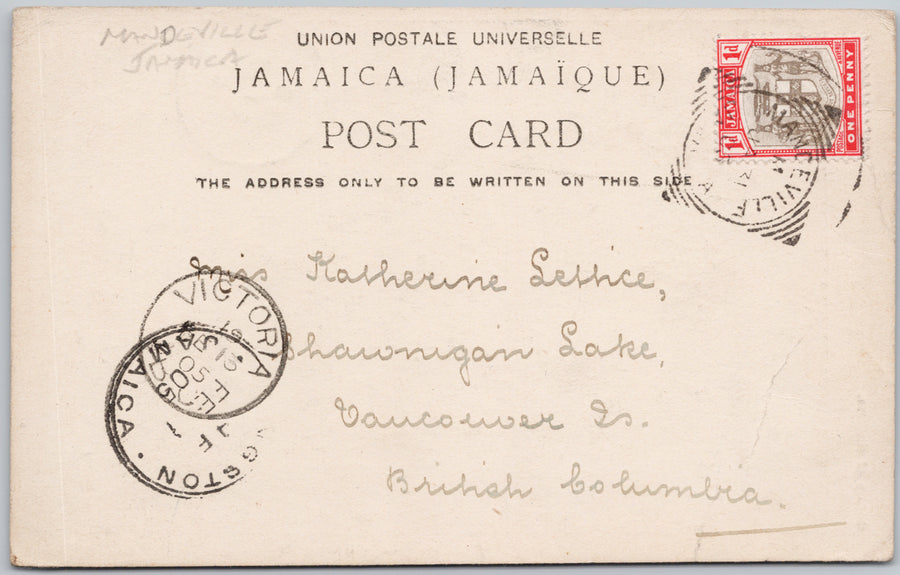 Jamaica 'Group of Natives' 1905 Mandeville Cancel Postcard SP22