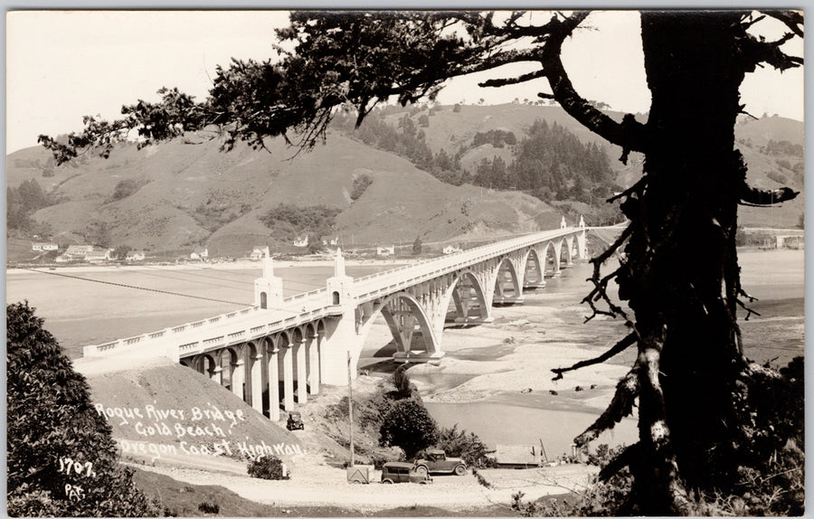 Rogue River Bridge Gold Beach Oregon Coast Highway RPPC Postcard