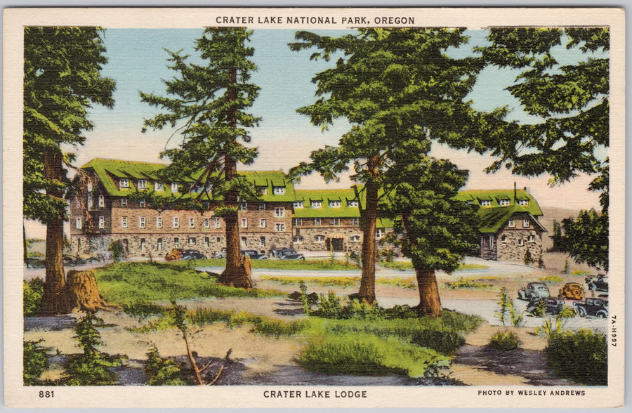 Crater Lake Lodge Crater Lake Oregon Wesley Andrews Linen Postcard 