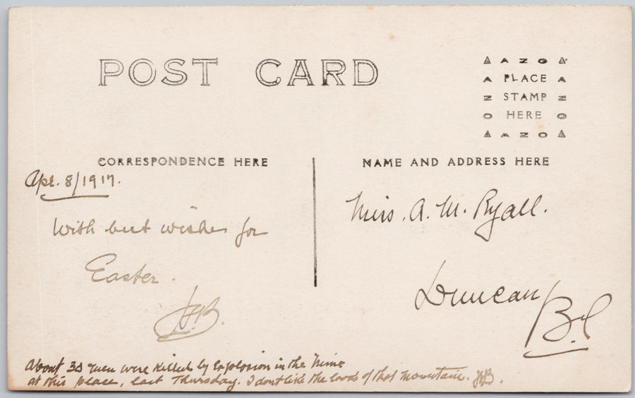 Fernie BC Mount Fernie Elk River Bridge 1917 RPPC Postcard SP22