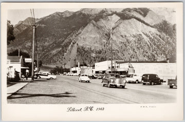 Lillooet BC Street Scene Autos VW Beetle 1964 A.A.A. Phair RPPC Postcard 