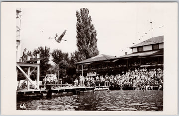 Kelowna BC Diver Diving Pool Aquatic Centre Rowing Club RPPC Postcard 