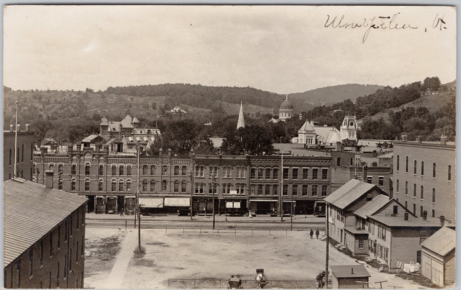 Montpelier Vermont Downtown Birdseye View 1907 RPPC Postcard