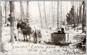 Derby Line VT Crystal Brook Farm 'Sugarin' Maple Sugar 1950s RPPC Postcard 