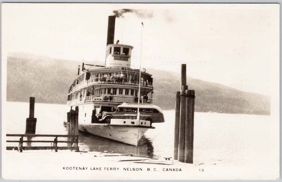 SS 'Nasookin' Steamer Kootenay Lake Ferry Nelson BC Postcard 