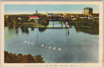 Winnipeg Manitoba Assiniboine River and Red River Postcard 