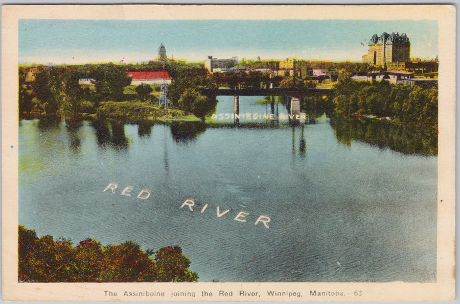 Winnipeg Manitoba Assiniboine River and Red River Postcard 