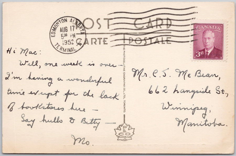 Greetings from Edmonton Alberta  Postcard 