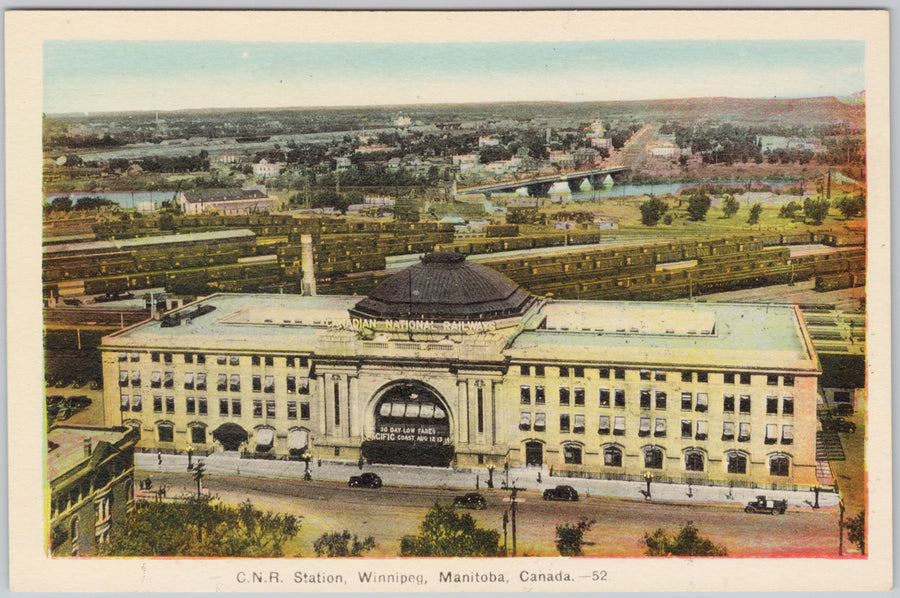 CNR Station Winnipeg MAnitoba MB PECO Postcard 