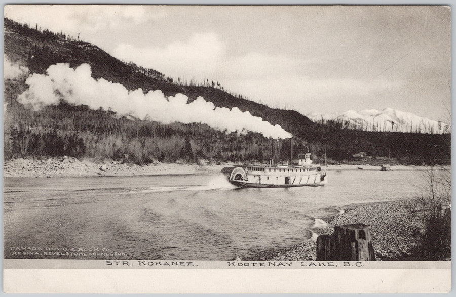 Steamer 'Kokanee' Kootenay Lake BC  Postcard 