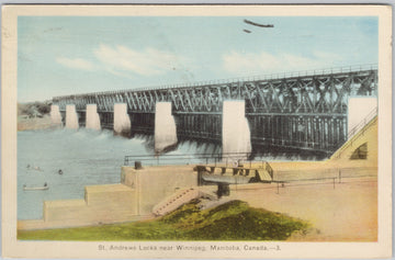 St. Andrews Locks Bridge Winnipeg Manitoba PECO Postcard