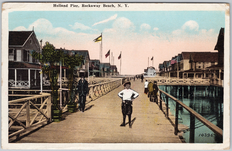 Holland Pier Rockaway Beach NY 1923 Far Rockaway Cancel Postcard SP22