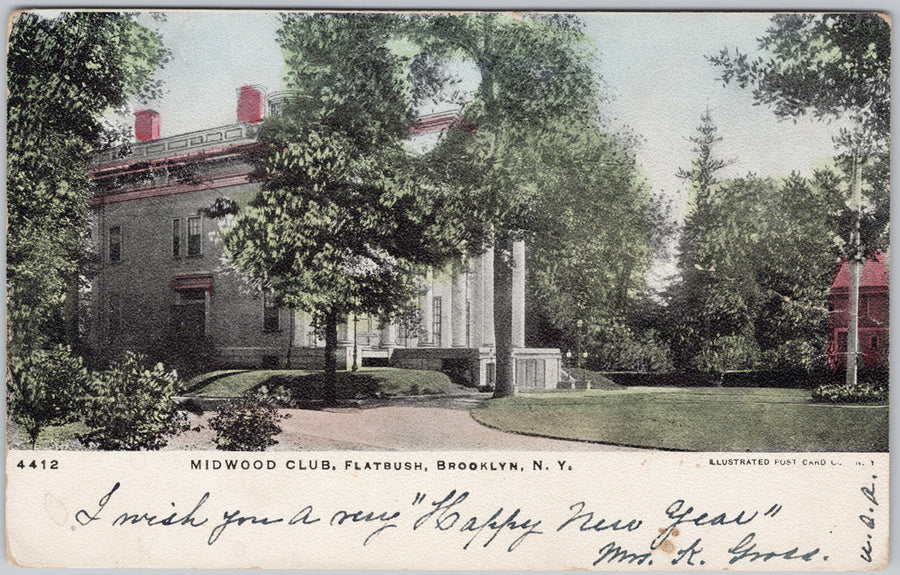 Midwood Club Flatbush Brooklyn NY Illustrated Post Card Postcard 