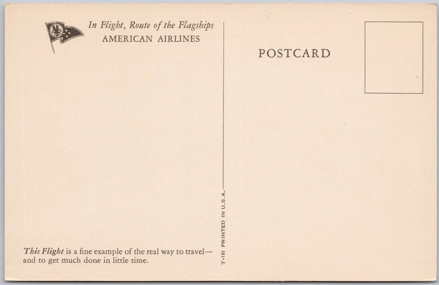 American Airlines Advertising Flagship Jet Airplane Unused Postcard SP22